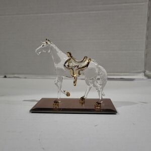 Vintage Glass Baron Horse Handcrafted Glass Figurine with 22k Gold Trim S5 133